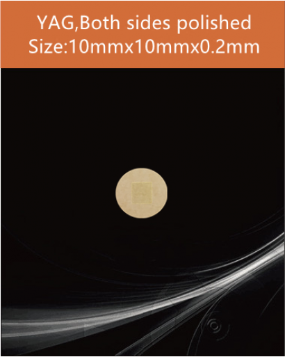 YAG Ce scintillator, YAG Ce crystal, Ce doped YAG scintillator, Scintillation YAG Ce, YAG Ce 10x10x0.02mm both sides polished